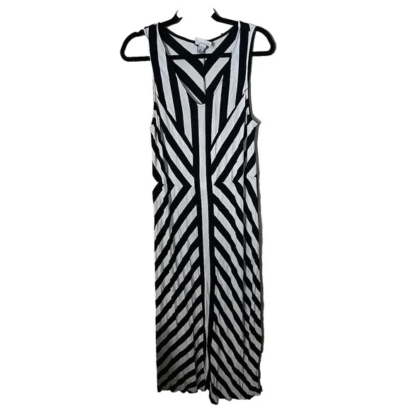 Ava & Viv | Dresses | Ava Viv Black Chevron Vneck Sleeveless Beach Summer  Maxi Dress Womans Size X | Poshmark